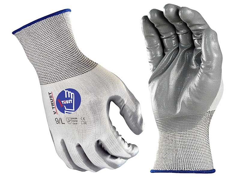 GN201-Nitrile Palm Coated Smooth Nylon Work Gloves