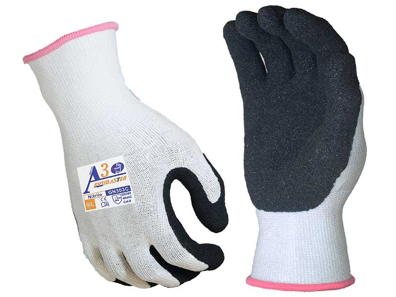 GN303C-Nitrile Sandy Palm Dipped Anti-Cut Level A3/C Work Gloves