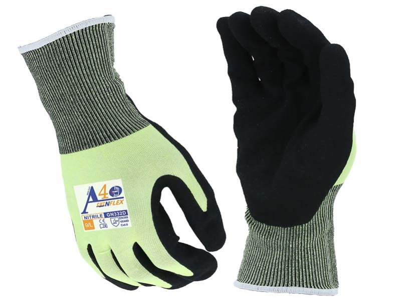 GN332D-CutNFlex 18G Anti Cut Work Gloves Sandy Nitrile