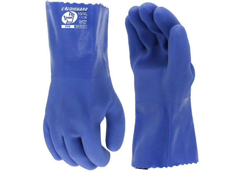 GP2722-Blue PVC Chemical Resistant Safety Working Gloves Fully Coated