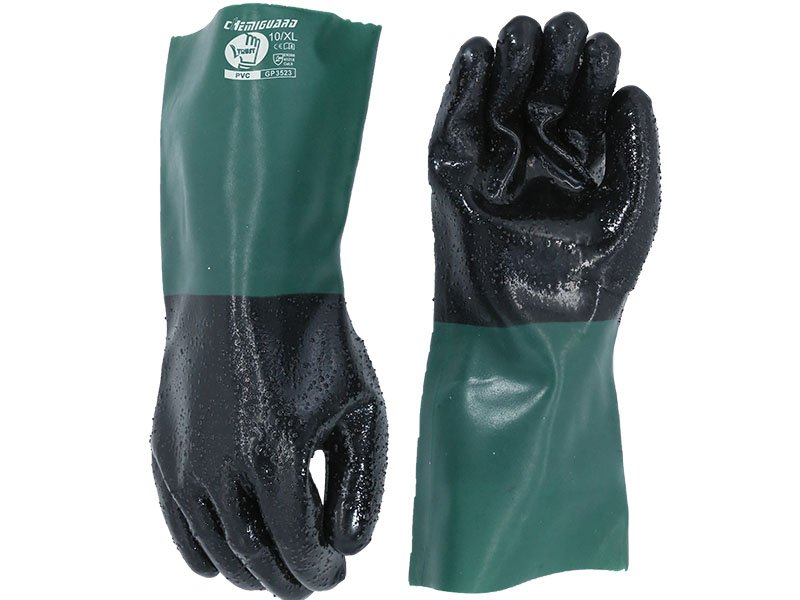 GP3523-Double Coated Rough PVC Fully Dipped Safety Working Gloves