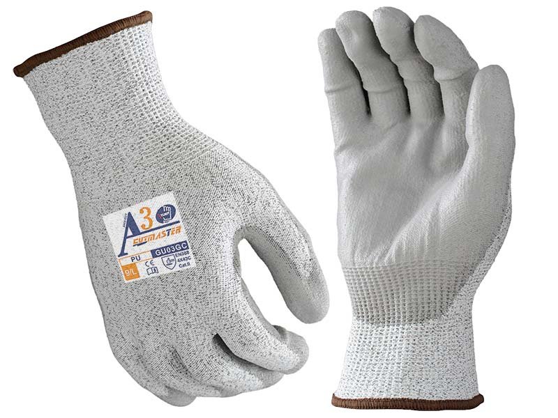 GU03GC-PU Palm Coated Cut Resistant Level A3/C Safety Work Gloves