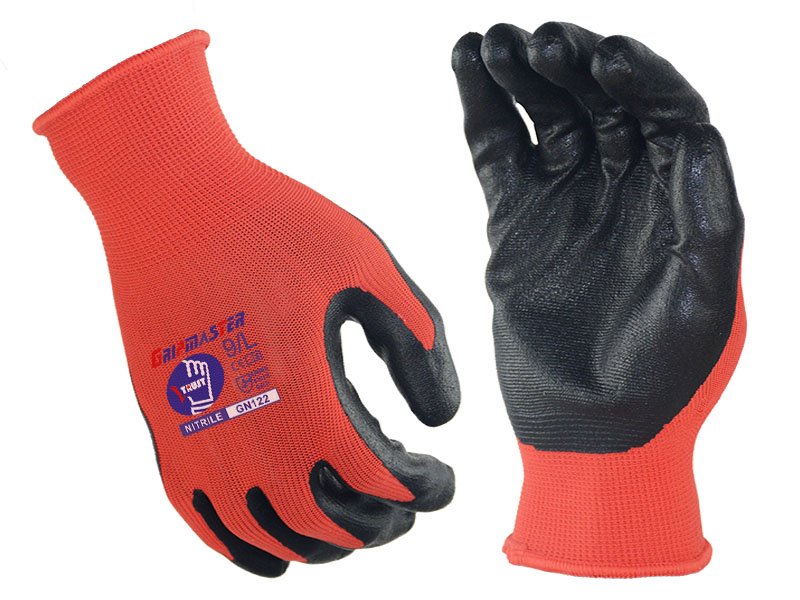 GN122-Black Nitrile Palm Foam 13G Polyester Liner Work Gloves