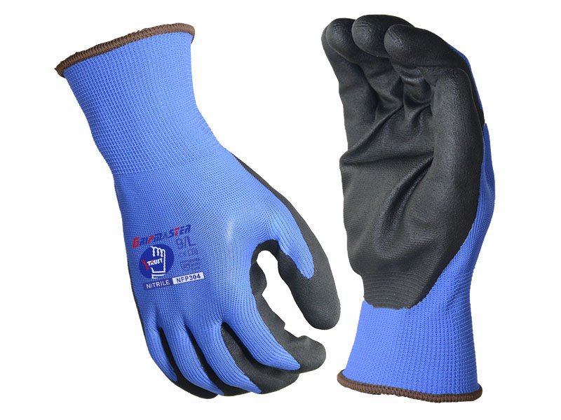 NFP304-Black Nitrile Palm Coated Safety Work Gloves 