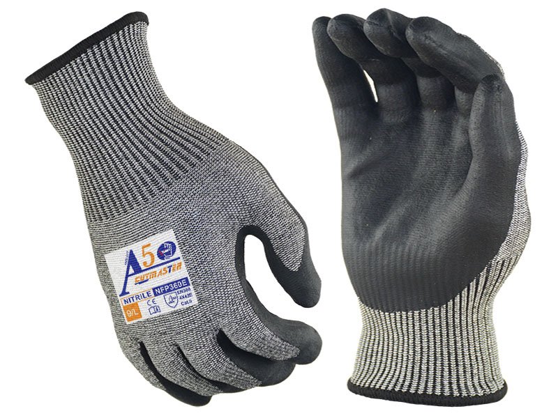 NFP360E-13G CutMaster™ Cut Resistant Basalt+Steel Fiber Liner Level A5/E Foam Nitrile Palm Work Gloves