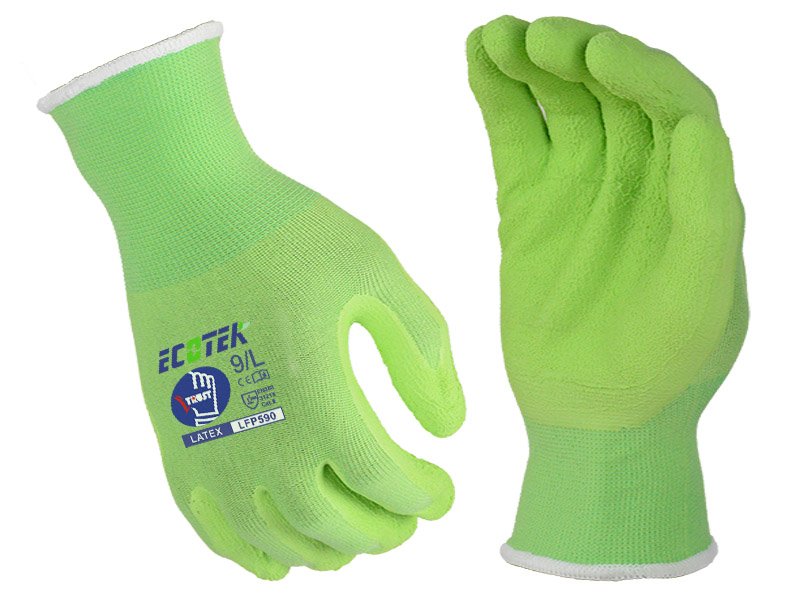 LFP590-15G Recycled Polyester+Spandex Liner Latex Palm Coated Foam Work Gloves