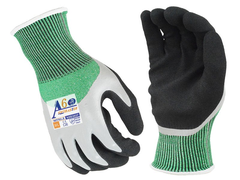 NSD360F-Black＋Blue Nitrile Smooth＋Sandy 3/4+Palm+Thumb Coated Work Gloves