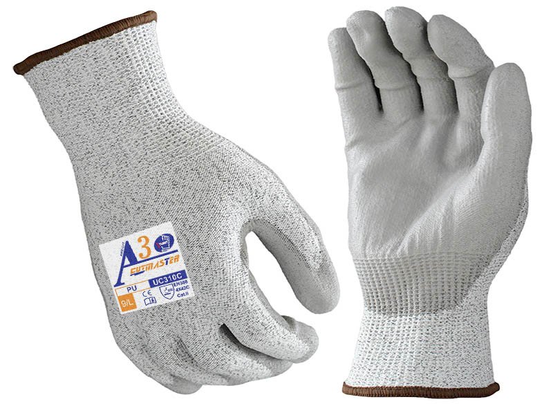 UC310C-Gray PU Smooth Finish Palm Coated Work Gloves