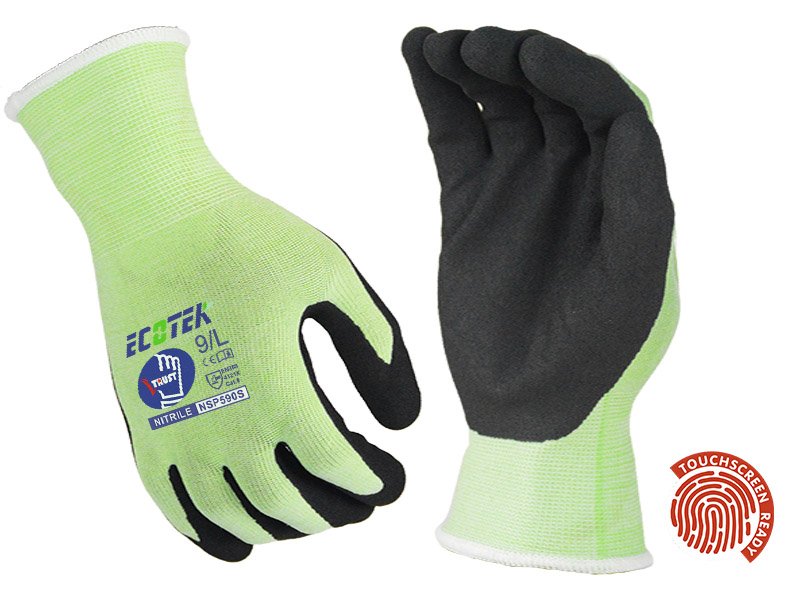 NSP590S-Black Nitrile Sandy Finish Palm Coated Work Gloves