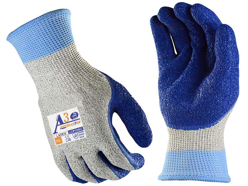 LCP330C-Blue Latex Crinkle Finish Palm Coated Work Gloves