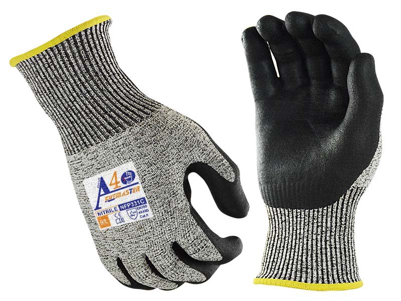 NFP331C-Black Nitrile Foam Finish Palm Coated Work Gloves